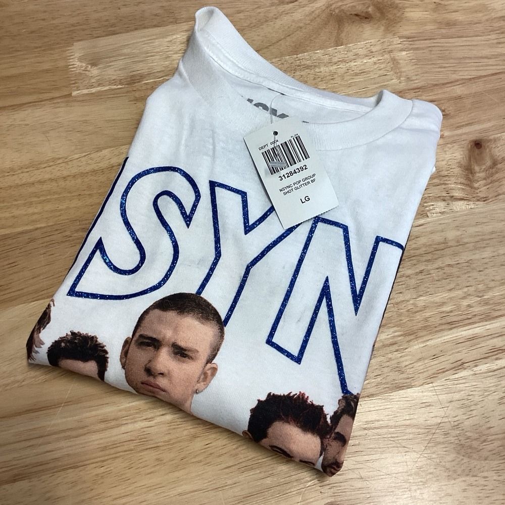 NWT  NSYNC ‎ Short Sleeved Band Tee shirt unisex Large White Y2K